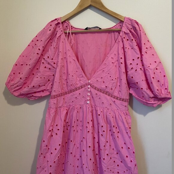 Zara Pink Eyelet Maxi Dress - Picture 3 of 4